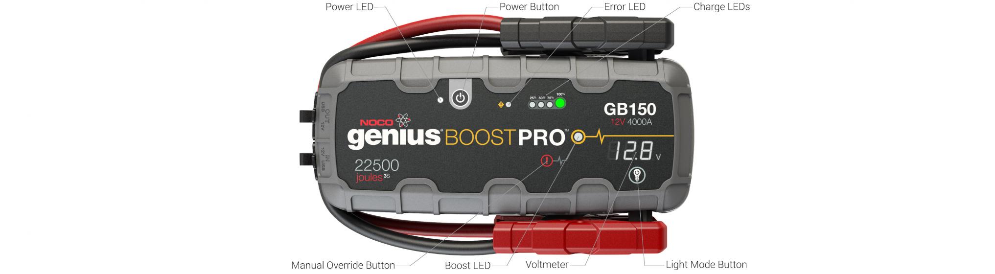 GB150 Jump Box Starting Battery Booster Pack User Interface